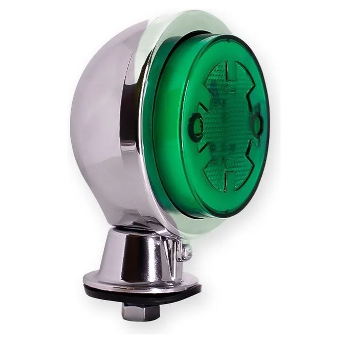 ISO20B056 VD 12/24V - LANTERNA BOJUDA LED VERDE 12/24V CROMADA (KIT COM CARCACA E LANTERNA) - PC