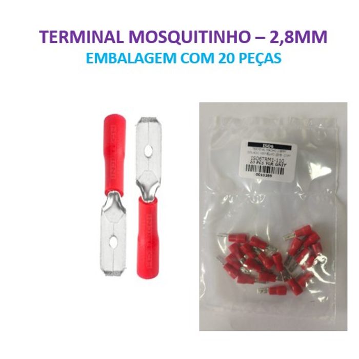 ISO6TRM1-110 - TERMINAL MACHO 2.8MM ISOLADO VERMELHO (EMB. COM 20 PEÇAS - VALOR UNITARIO) - PC
