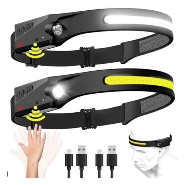 ISO6CB4006 - LANTERNA DE CABECA COB LED RECARREGAVEL USB INDUCAO (EMB. COM 1 PEÇA - VALOR UNITARIO) - PC