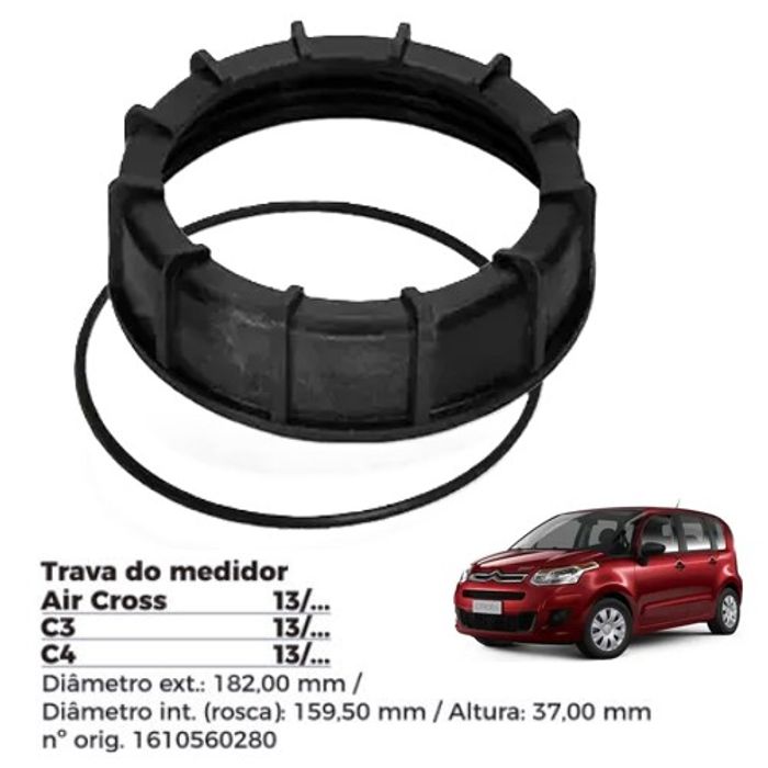 ISO1904028 G - TRAVA BOIA COMBUSTIVEL C3/C4/ AIR CROSS 13- COM GUARNICAO- DIAMETRO EXTERNO 182,00MM, DIAMETRO INTERNO (ROSCA) 159,50MM, ALTURA 37,00MM (EMB. COM 01 - KIT VALOR DO KIT) - KIT