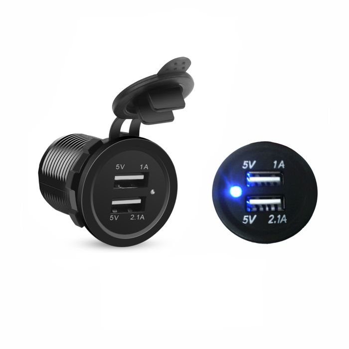 DNI0586 12/24V - TOMADA USB DUPLA SAIDA - 12/24V - PC