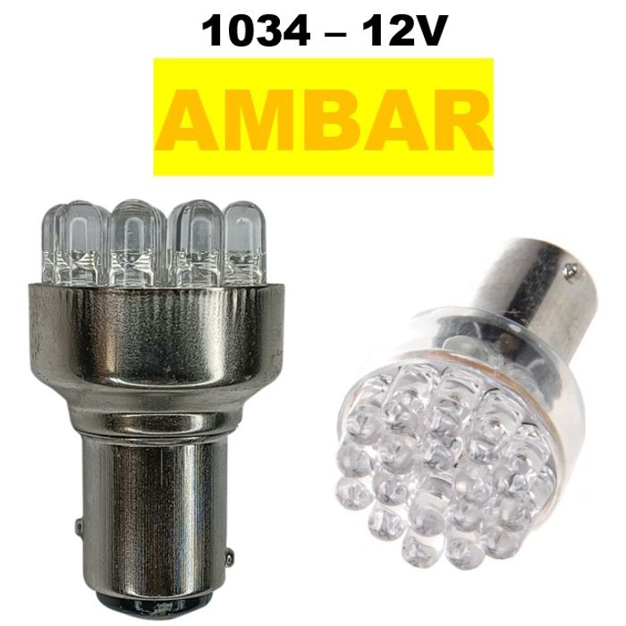 ISO6LD0017A 12V - LAMPADA 1034 LED 12V 2 POLOS 12 LEDS  AMBAR (EMB. COM 1 PECA- VALOR UNITARIO) - PC