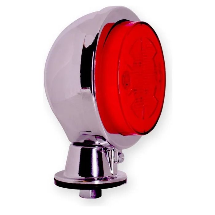 ISO20B055 VM 12/24V - LANTERNA BOJUDA LED VERMELHA 12/24V CROMADA (KIT COM CARCACA E LANTERNA) - PC