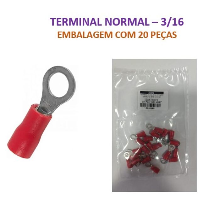 ISO6TRRV1 - TERMINAL OLHAL 3/16 ISOLADO VERMELHO (EMB. COM 20 PEÇAS - VALOR UNITARIO) - PC