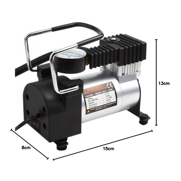 ISO14MC001 12V - MINI COMPRERSSOR PORTATIL 12V 140PSI 10AMP 1X30MM PRATEADO   (EMB. COM 01 PECA- VALOR UNITARIO) - PC