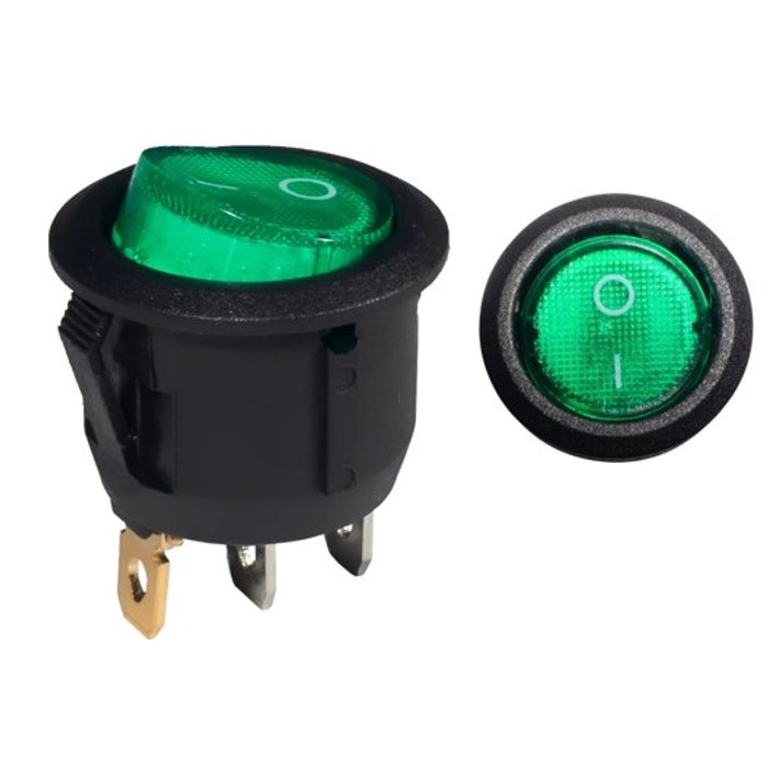 ISO6IT1219 VD - CHAVE ON/OFF REDONDA VERDE (GANGORRA) 21 MM (EMB. COM 01 PC - VALOR UNITARIO) - PC
