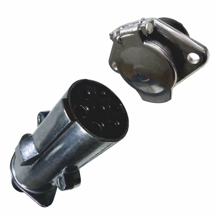 DNI8324 - TOMADA 7 POLOS - ALUMINIO POLIDO REFORÇADO - FEMEA + MACHO - KIT