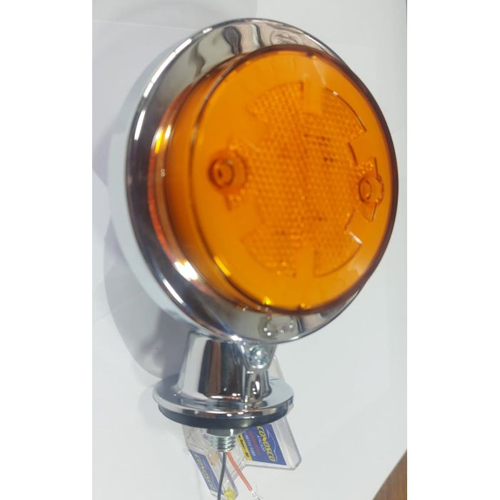 ISO20B053 AM 12/24V - LANTERNA BOJUDA LED AMBAR 12/24V CROMADA (KIT COM CARCACA E LANTERNA) - PC
