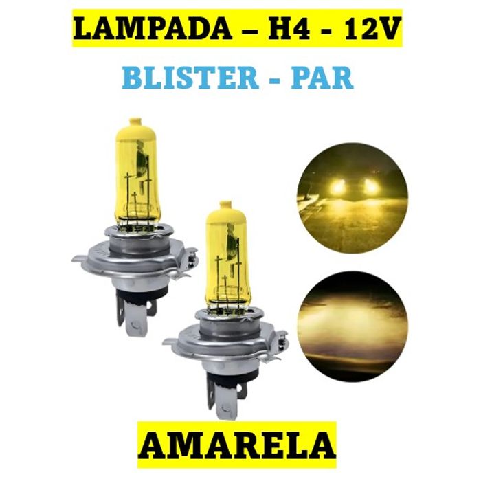 ISO14LX H4 AM 12V - LAMPADA HALOGENA H4 12V 60/55W AMARELA P43T / BLISTERLAMPADA HALOGENA H3 12V 55W AMARELA / BLISTER 12342 (EMB. COM 02 PECAS - VALOR DO KIT) - KIT