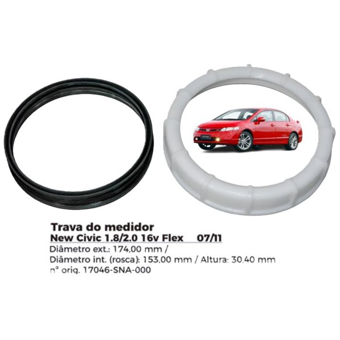 ISO1904024 G - TRAVA BOIA COMBUSTIVEL NEW CIVIC 07/11 FLEX- COM GUARNICAO- DIAMETRO EXTERNO 174,00MM, DIAMETRO INTERNO (ROSCA) 153,00MM, ALTURA 30,40MM (EMB. COM 01 - KIT VALOR DO KIT) - KIT