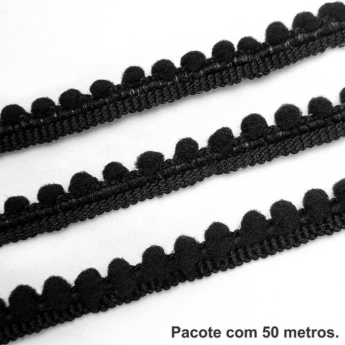 R 3076 - RENDA PRETO - PACOTE COM 50 METROS