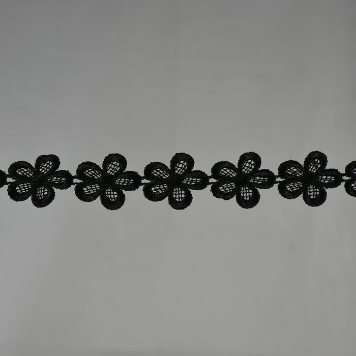 RG 1068 - RENDA GUIPIR PRETA - PACOTE COM 13 METROS