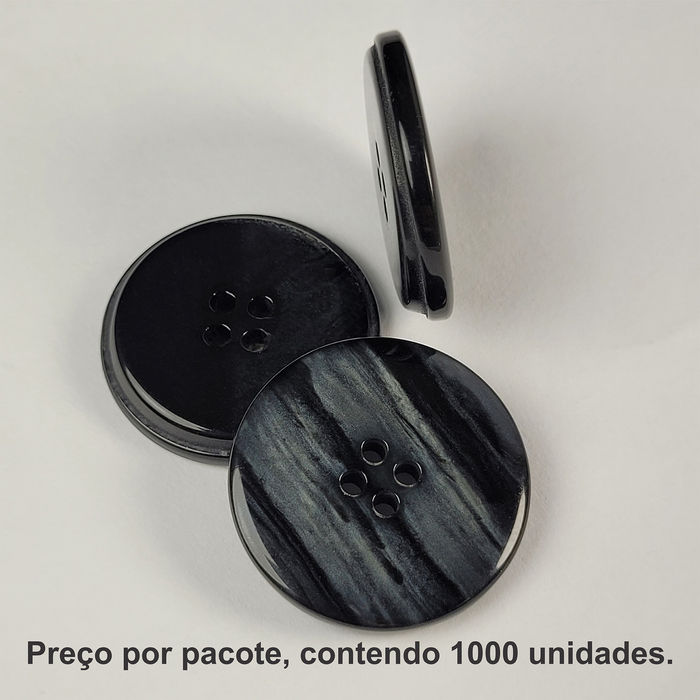 5437 - BOTÃO PRETO PEROLADO RAJADO - PACOTE COM 1000 UNIDADES