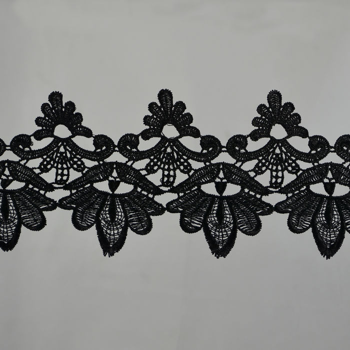 RG 1076 - RENDA GUIPIR PRETA - PACOTE COM 13 METROS