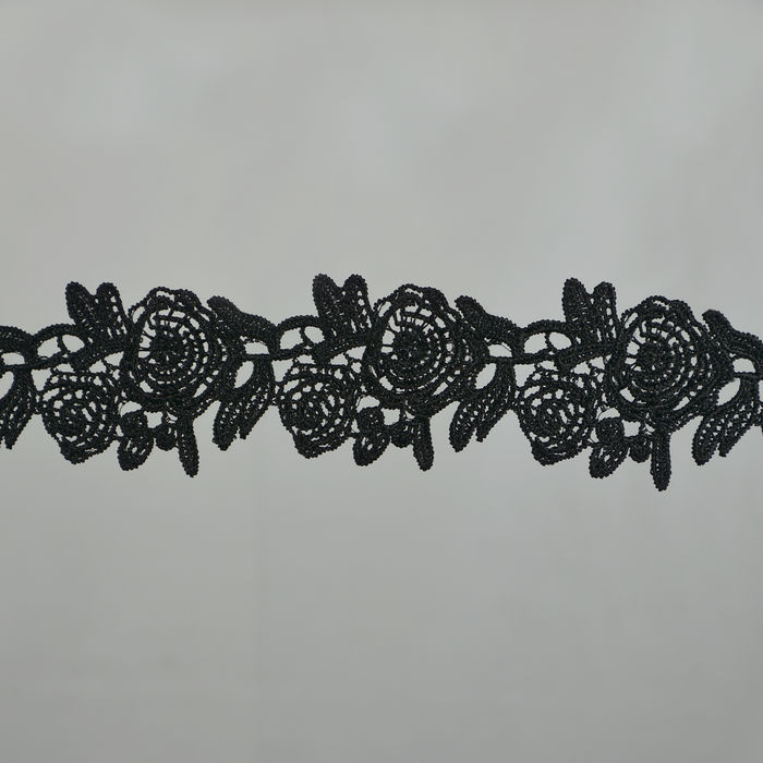 RG 1107 - RENDA GUIPIR PRETA  - PACOTE COM 13 METROS