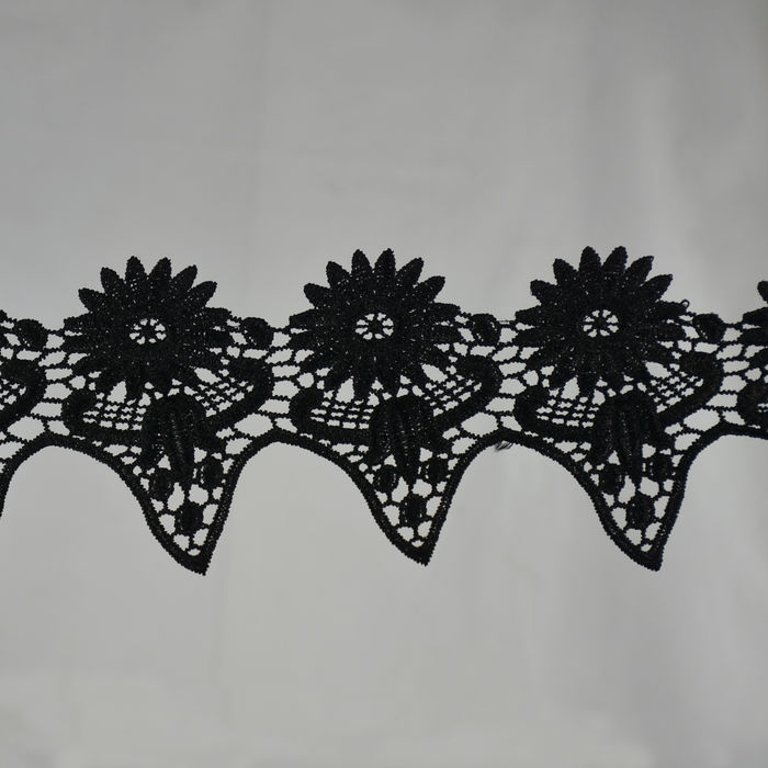 RG 1087 - RENDA GUIPIR PRETA - PACOTE COM 13 METROS