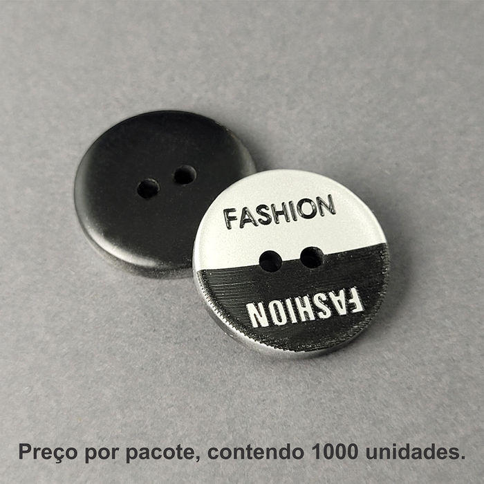 PRO GRAVADO 1158 - BOTÃO PRETO COM PRATA - PACOTE COM 1000 UNIDADES