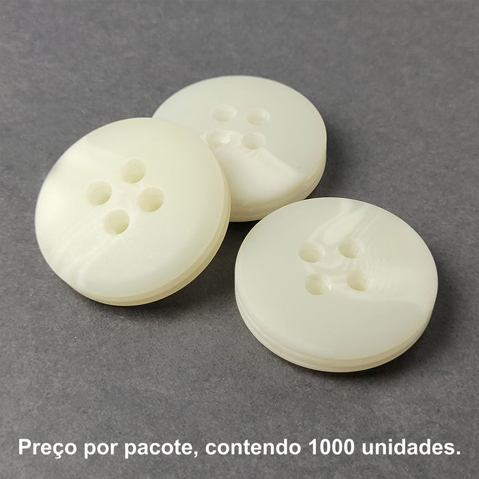 5430 - BOTÃO BRANCO RAJADO FOSCO - PACOTE COM 1000 UNIDADES