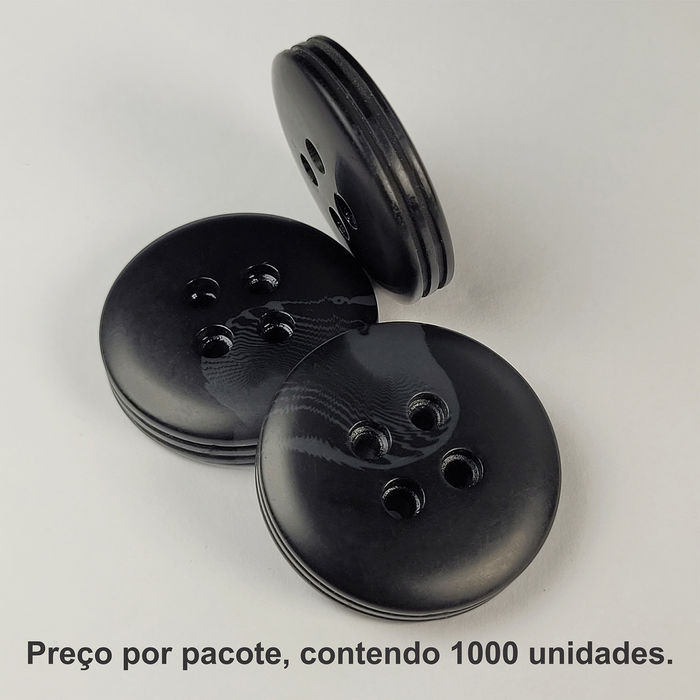 5430 - BOTÃO PRETO RAJADO FOSCO - PACOTE COM 1000 UNIDADES