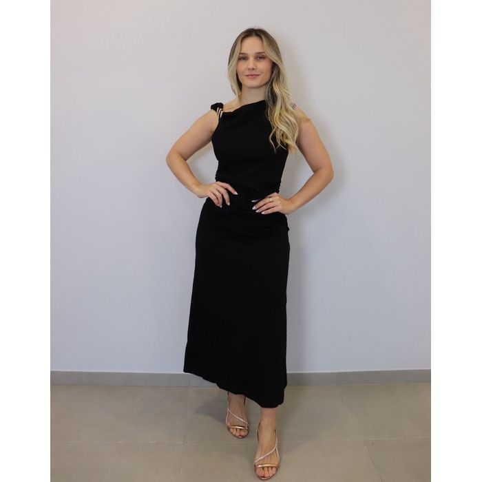 Vestido Bellina Midi Feminino Cor Preto