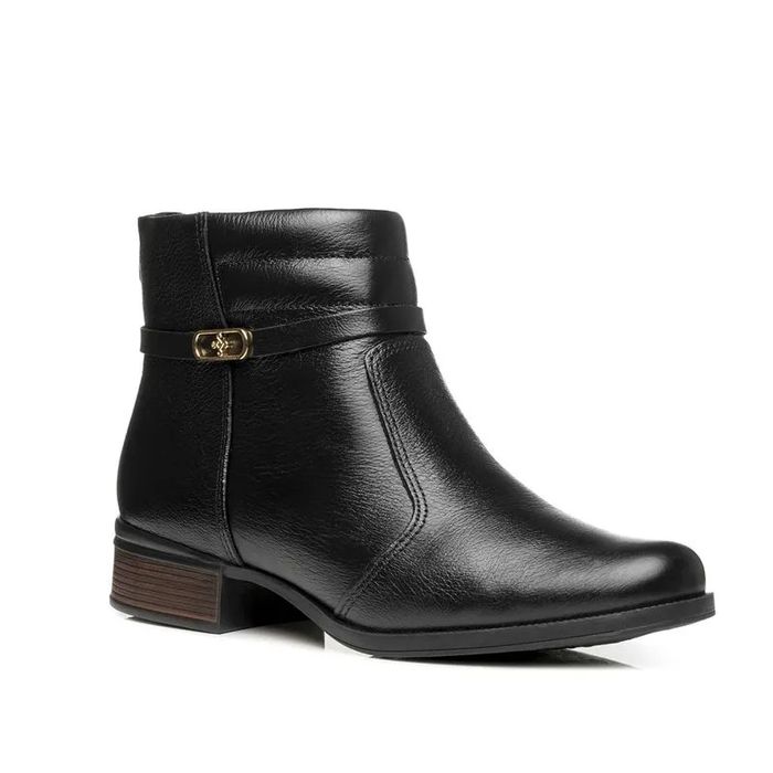 Coturno Pegada Em Couro Feminino Cor Preto