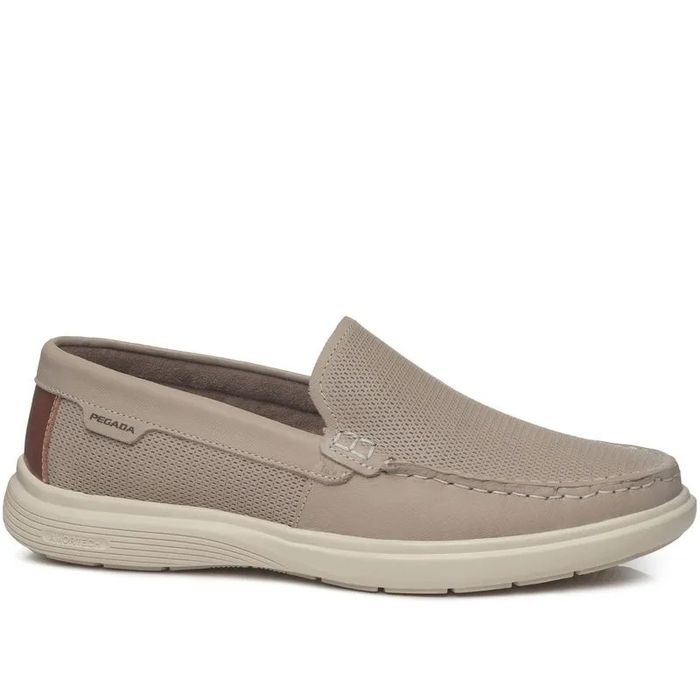 Mocassim Pegada Em Couro Masculino Cor Areia