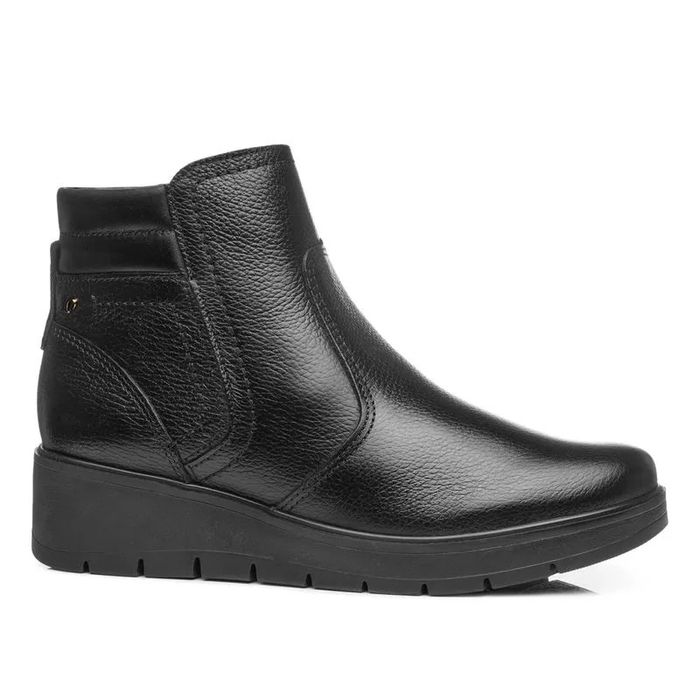 Bota Pegada Salto Anabela Em Couro Feminino Cor Preto