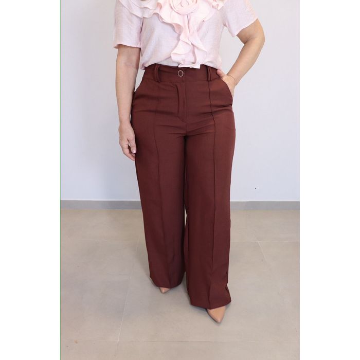 Calça Maxma Alfaiataria Feminino Cor Marrom