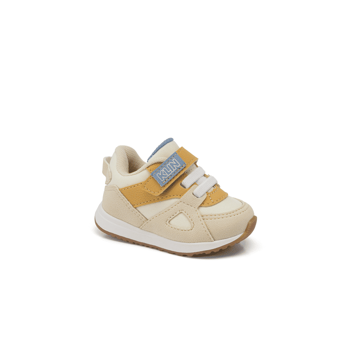 Tênis Klin Walk Infantil Masculino Cor Off White/Ocre