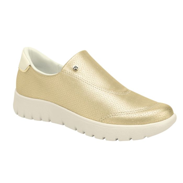Tênis Piccadilly Slip On Zíper Feminino Cor Dourado