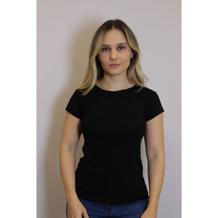 Blusa Lzt Baby Look Viscose Feminino Cor Preto
