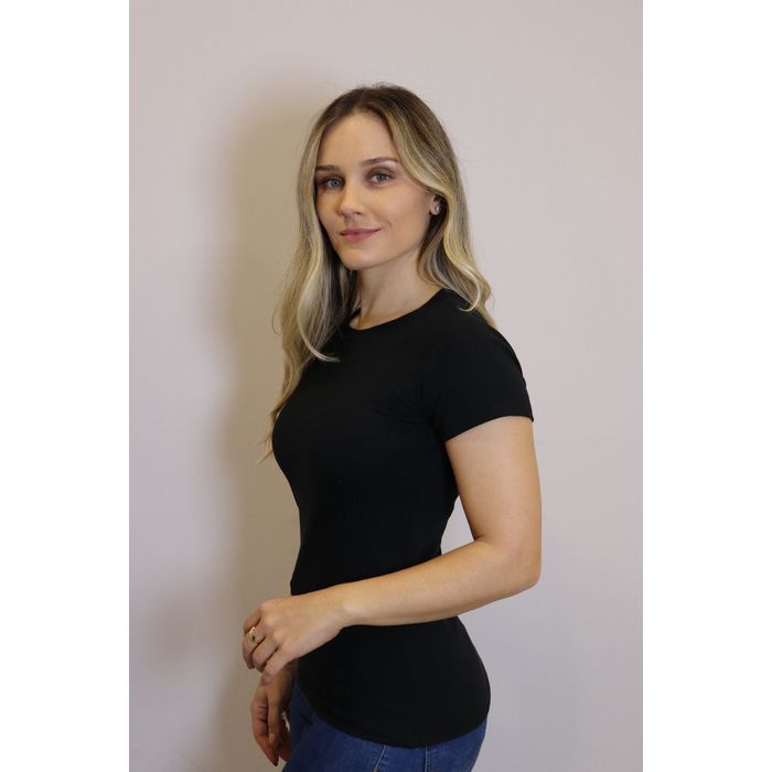 Blusa Ribana Lzt Gola Redonda Feminino Cor Preto