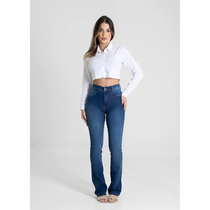 Calça Jeans Sawary Boot Cut Feminino Cor Jeans