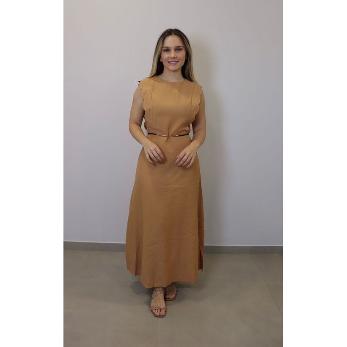 Vestido Bellina Feminino Cor Caqui
