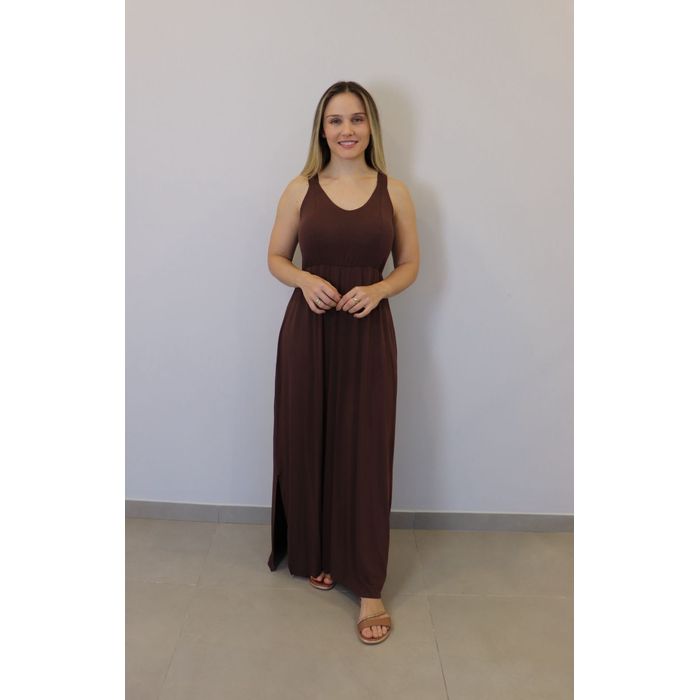 Vestido Kodos Longo Feminino Cor Cafe