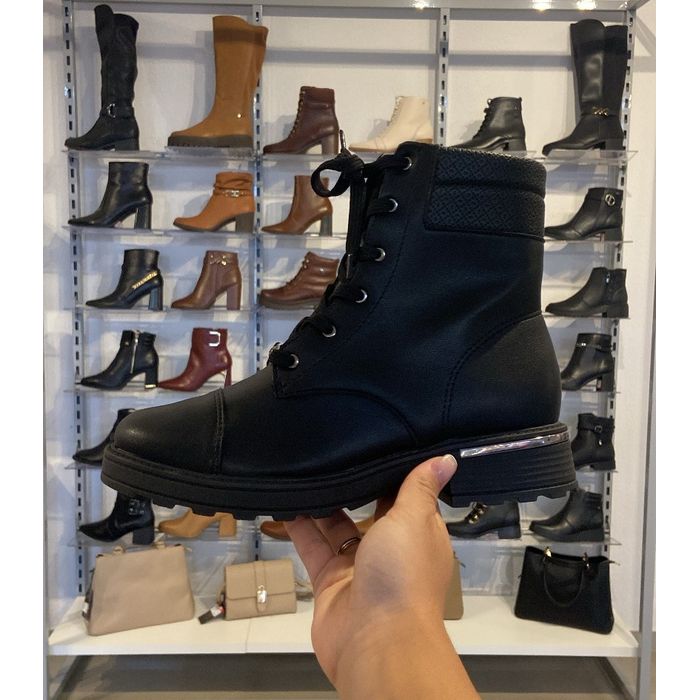 Coturno Piccadilly Cano Curto Salto Baixo Feminino Cor Preto