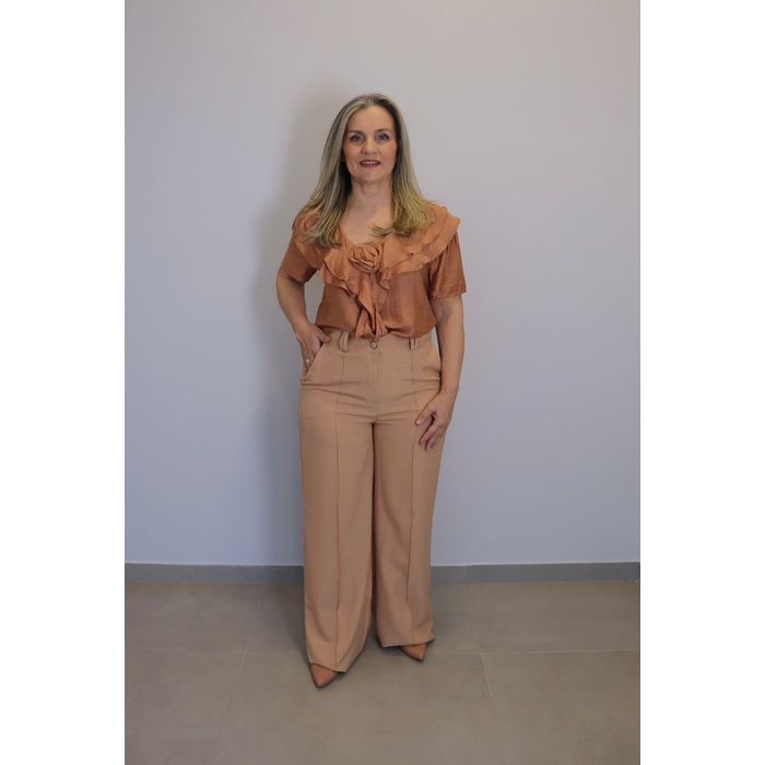 Calça Maxma Alfaiataria Feminino Cor Caqui