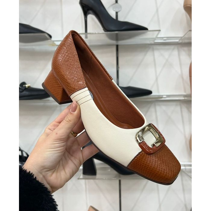 Sapato Picaddilly Salto Médio Feminino Cor Ocre