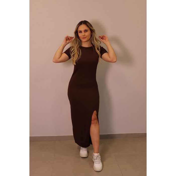 Vestido Midi Lzt Ana Ruga Feminino Cor Marrom