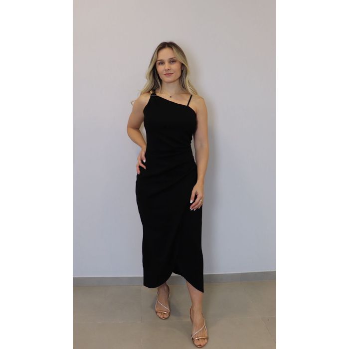 Vestido Bellina Midi Feminino Cor Preto