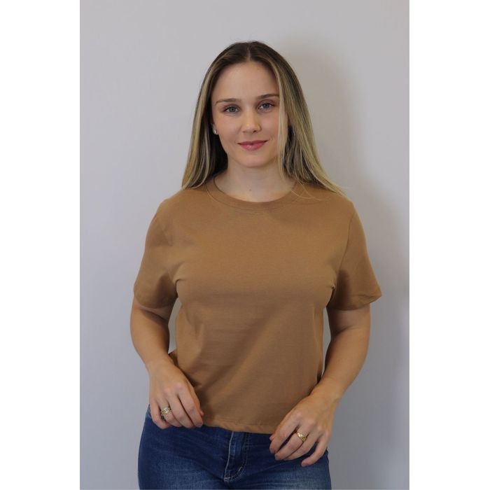 Blusa Cropped Lzt Algodão Feminino Cor Caramelo