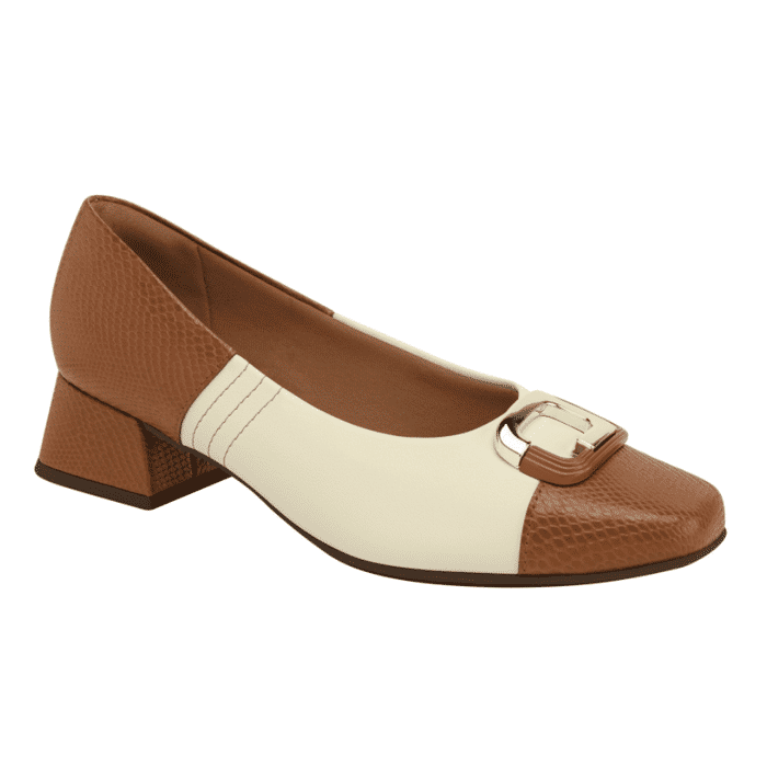 Sapato Picaddilly Salto Médio Feminino Cor Ocre