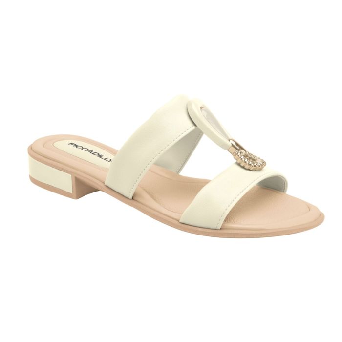 Tamanco Piccadilly Salto Baixo Feminino Cor Off White