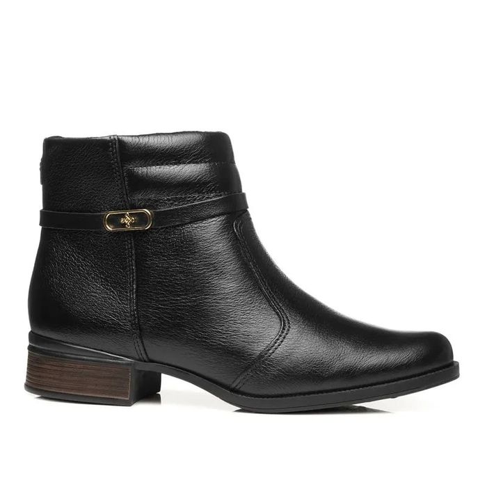 Coturno Pegada Em Couro Feminino Cor Preto