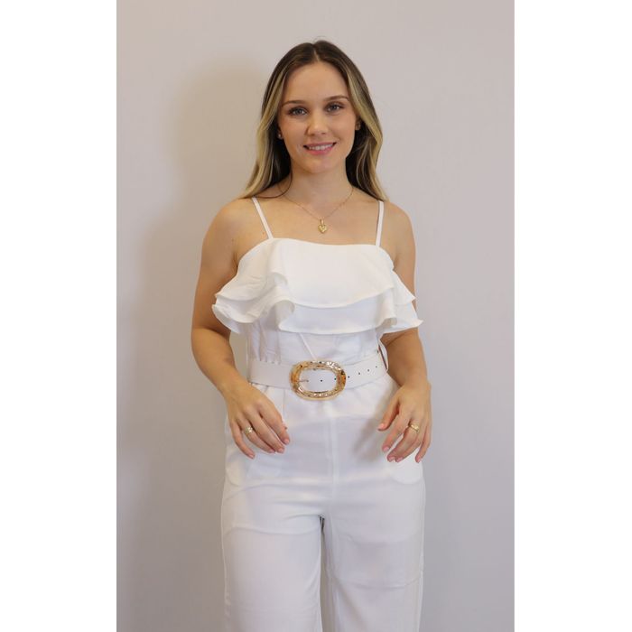 Macacão Longo My Crush Feminino Cor Off White