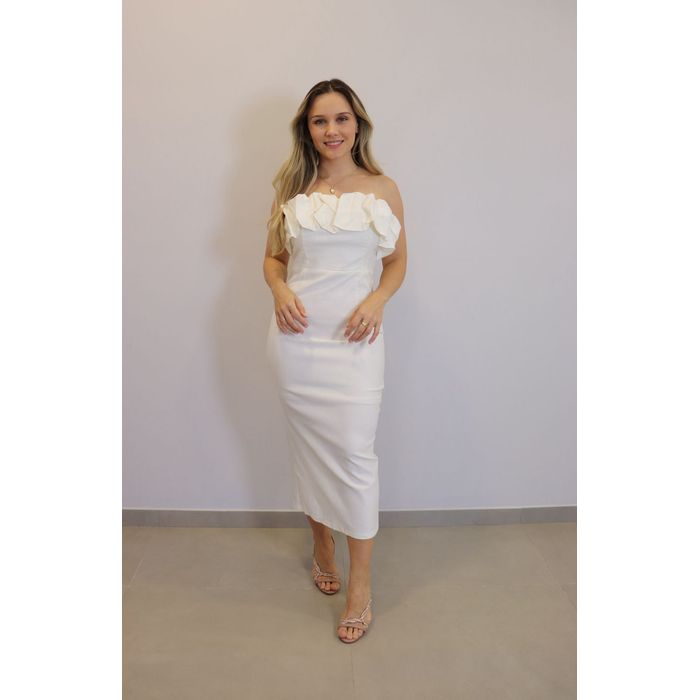 Vestido Midi My Crush Feminino Cor Off White