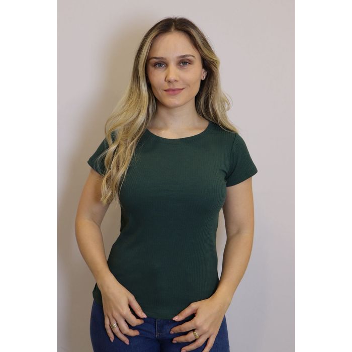 Blusa Ribana Lzt Gola Redonda Feminino Cor Verde Militar