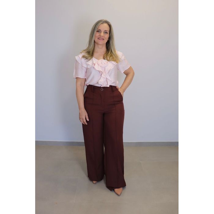 Calça Maxma Alfaiataria Feminino Cor Marrom