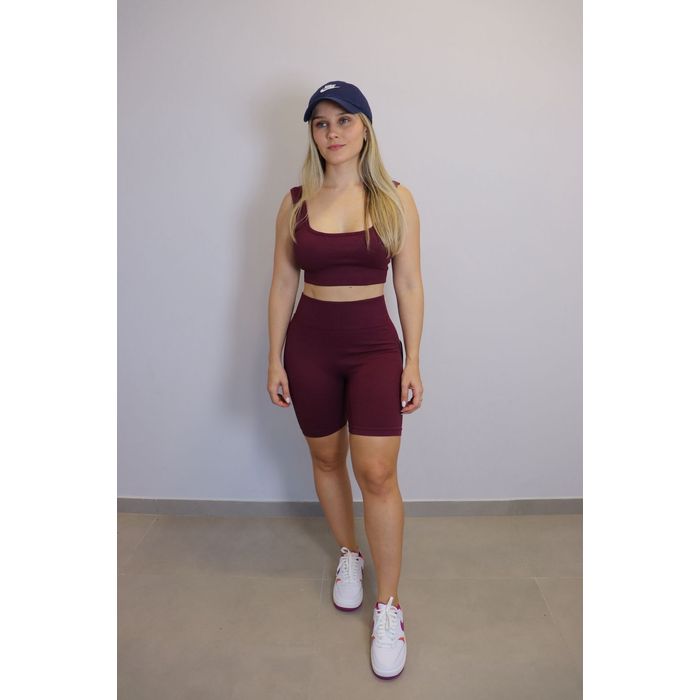 Conjunto Firmly Believe Short + Top Feminino Cor Bordo