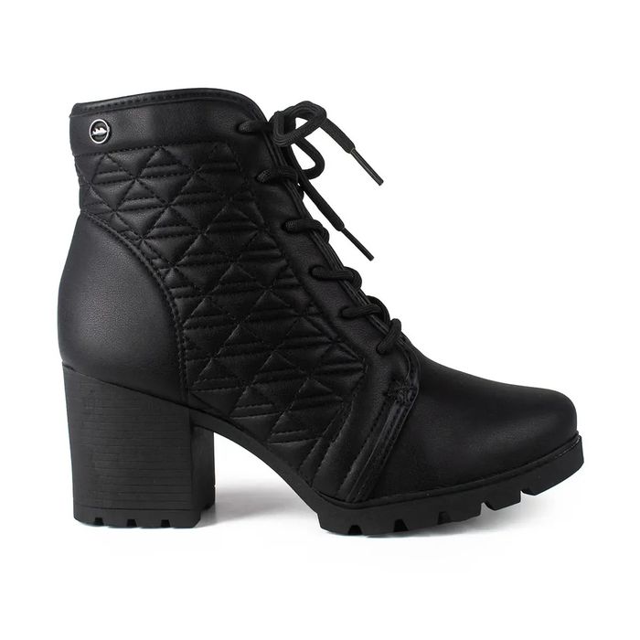 Bota Dakota Cano Curto Salto Alto E Cadarço Feminino Cor Preto